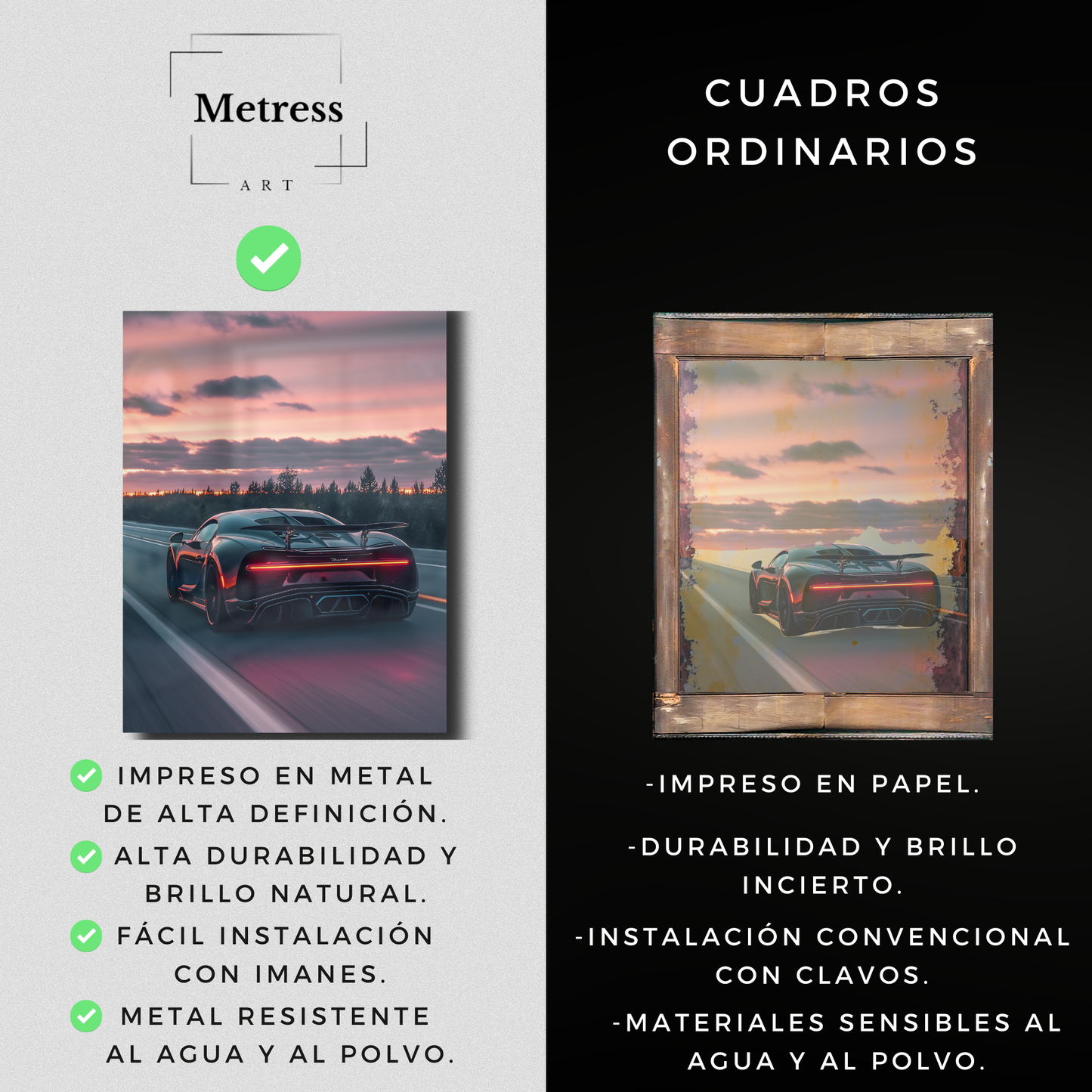 Arte Metálico Cuadro Lámina Aluminio Póster Decoración Autos Porshe