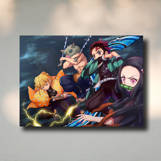 Arte Metálico Cuadro Lámina Aluminio Póster Decoración Anime Demon Slayer