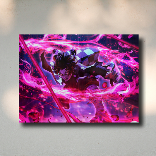 Arte Metálico Cuadro Lámina Aluminio Póster Decoración Anime Demon Slayer Tanjiro Kamado