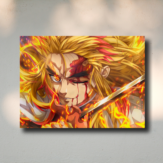 Arte Metálico Cuadro Lámina Aluminio Póster Decoración Anime Demon Slayer Rengoku