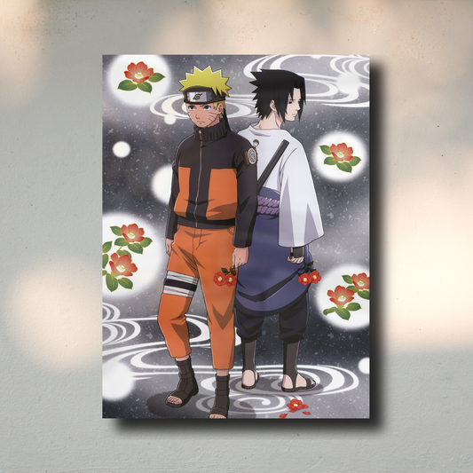 Arte Metálico Cuadro Lámina Aluminio Póster Decoración Anime Naruto Y Sasuke