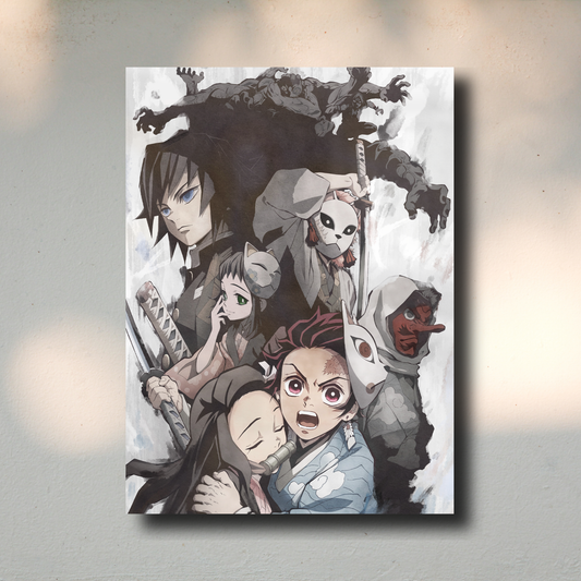 Arte Metálico Cuadro Lámina Aluminio Póster Decoración Anime Demon Slayer