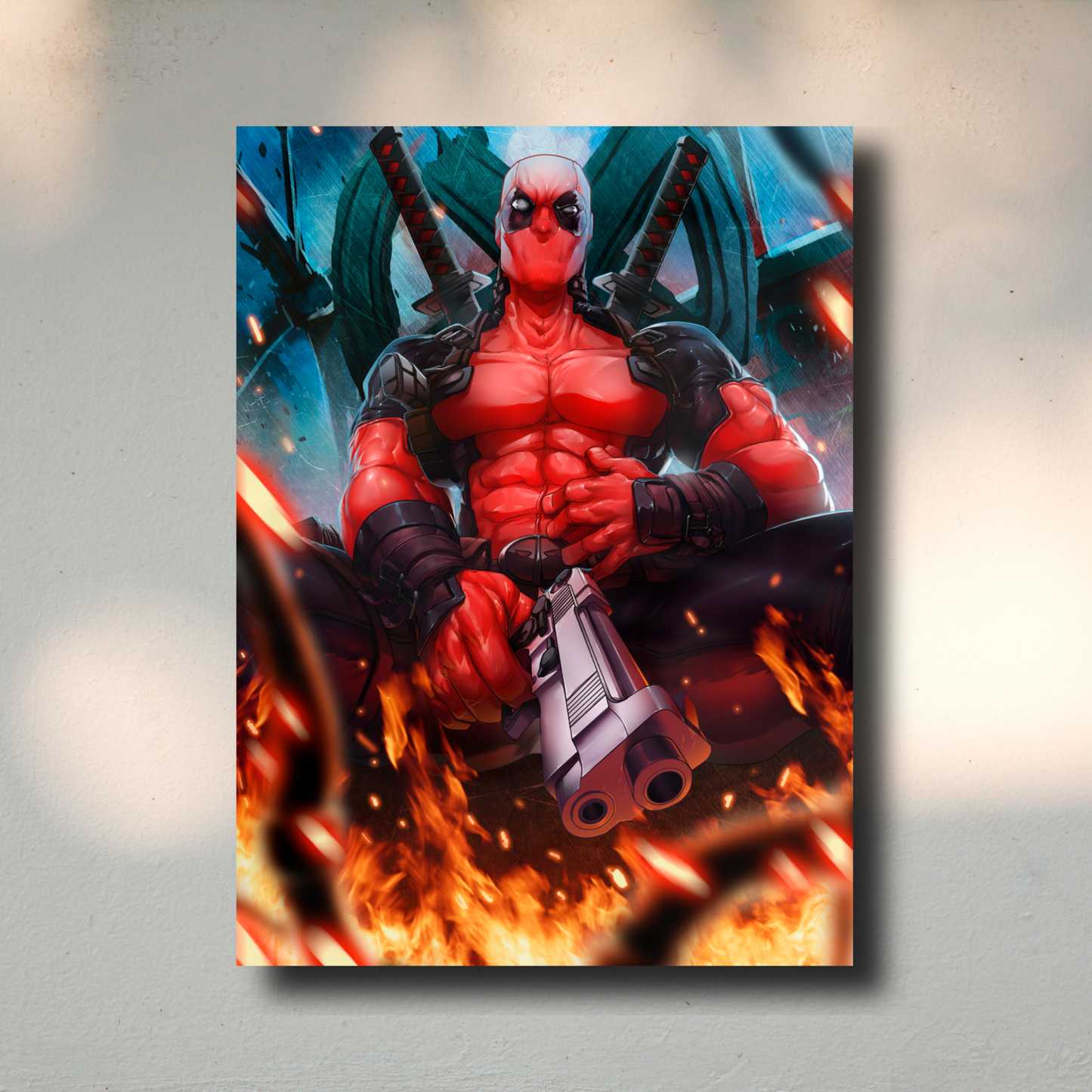 Arte Metálico Cuadro Lámina Aluminio Póster Decoración Marvel Deadpool