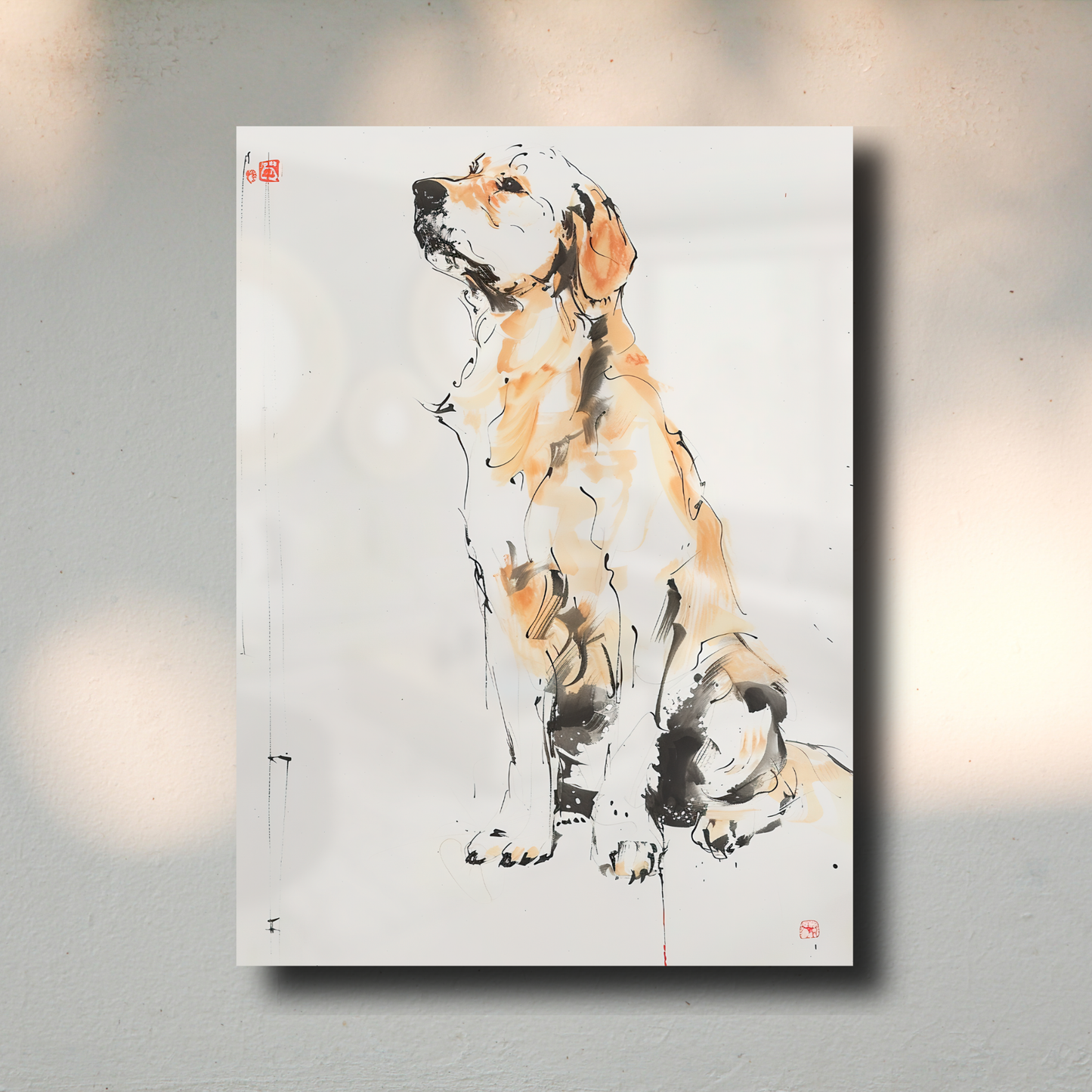 Arte Metálico Cuadro Lámina Aluminio Póster Decoración Asia Perro