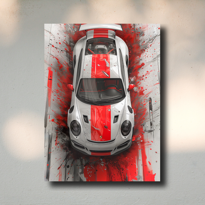 Arte Metálico Cuadro Lámina Aluminio Póster Decoración Autos Porshe