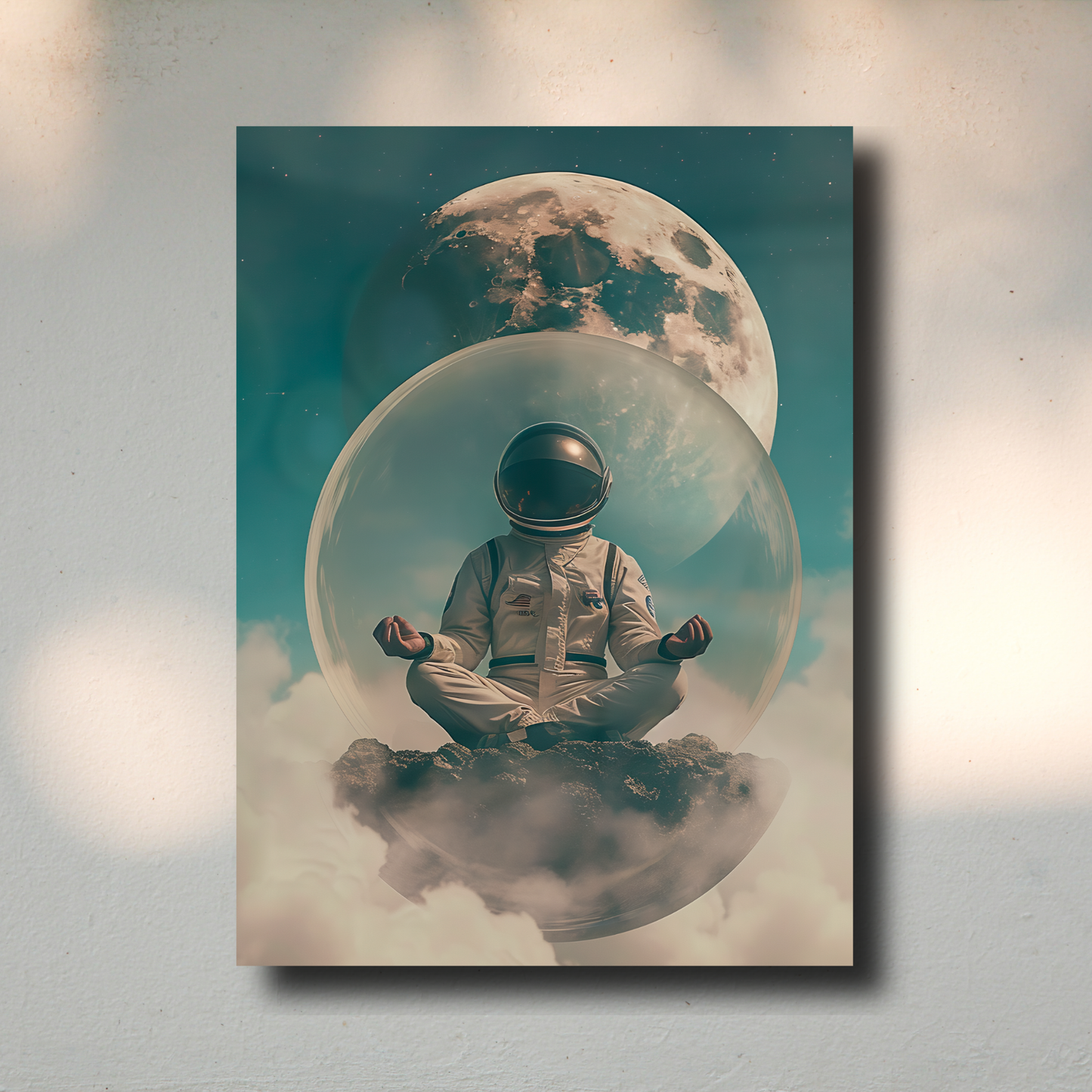 Arte Metálico Cuadro Lámina Aluminio Póster Decoración Espacio Astronauta