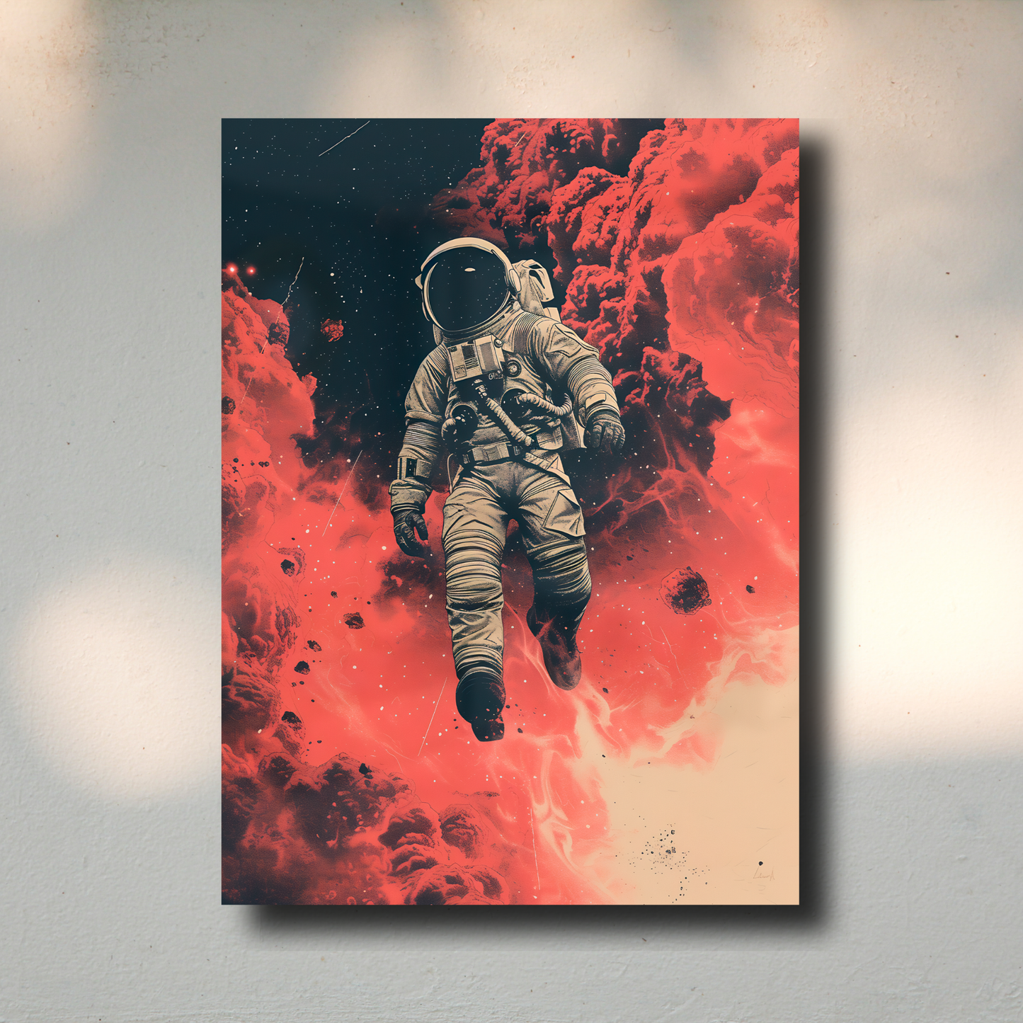 Arte Metálico Cuadro Lámina Aluminio Póster Decoración Espacio Astronauta