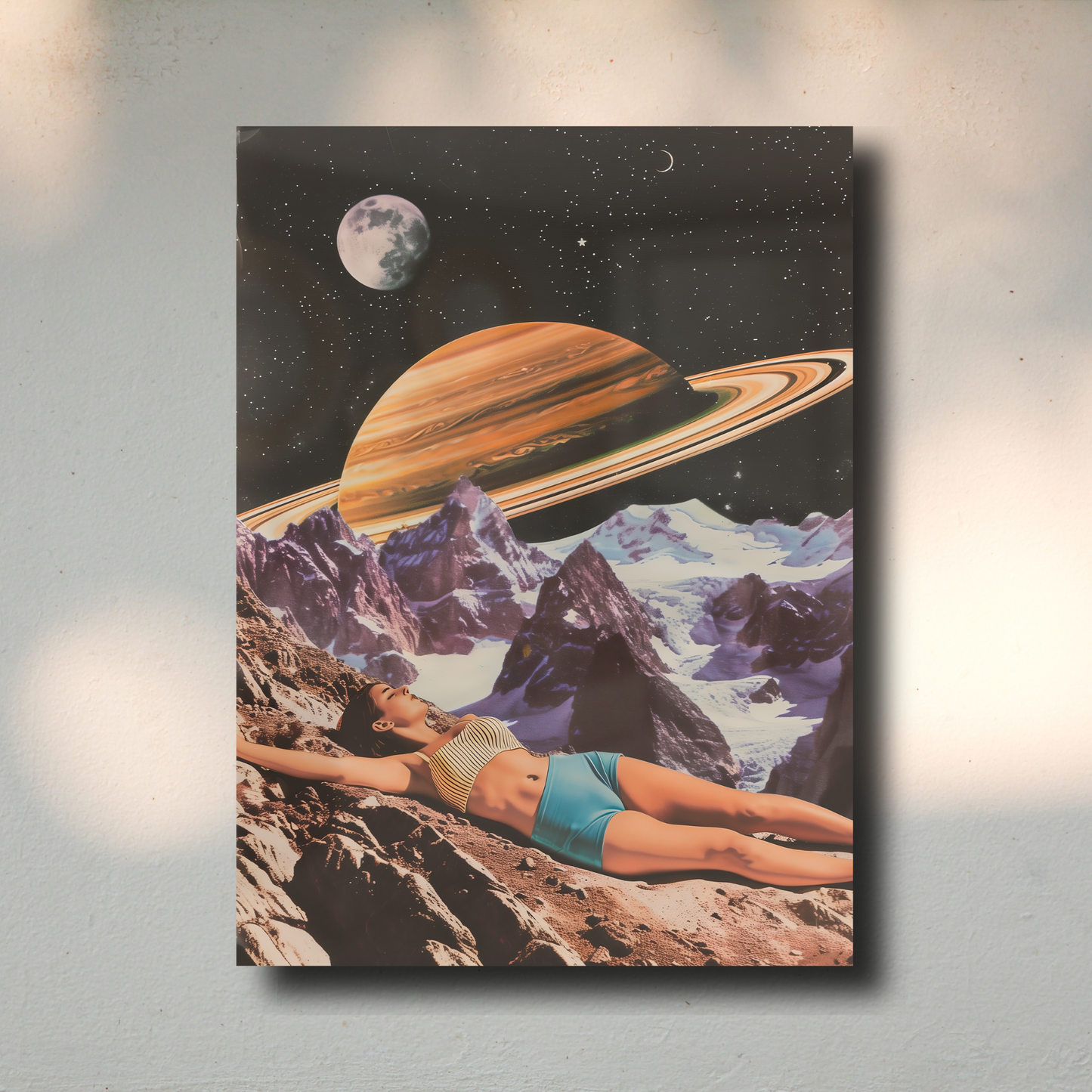 Arte Metálico Cuadro Lámina Aluminio Póster Decoración Astral Saturno