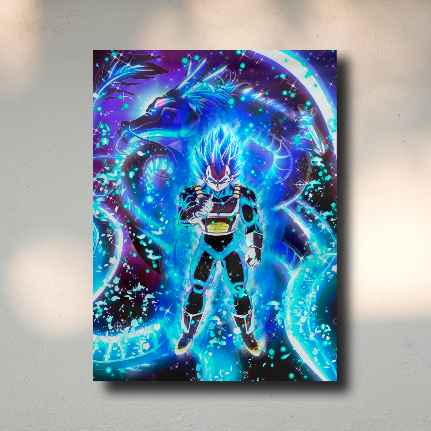 Arte Metálico Cuadro Lámina Aluminio Póster Decoración Anime Dragon Ball Z Vegeta Blue