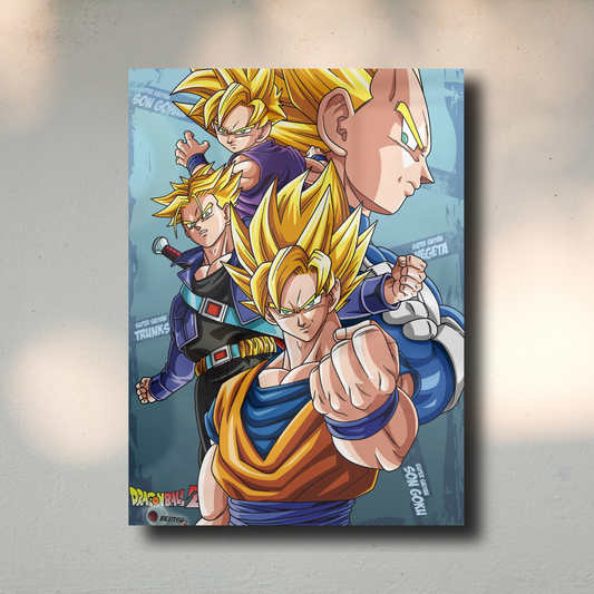 Arte Metálico Cuadro Lámina Aluminio Póster Decoración Anime Dragon Ball Z Super Sayains