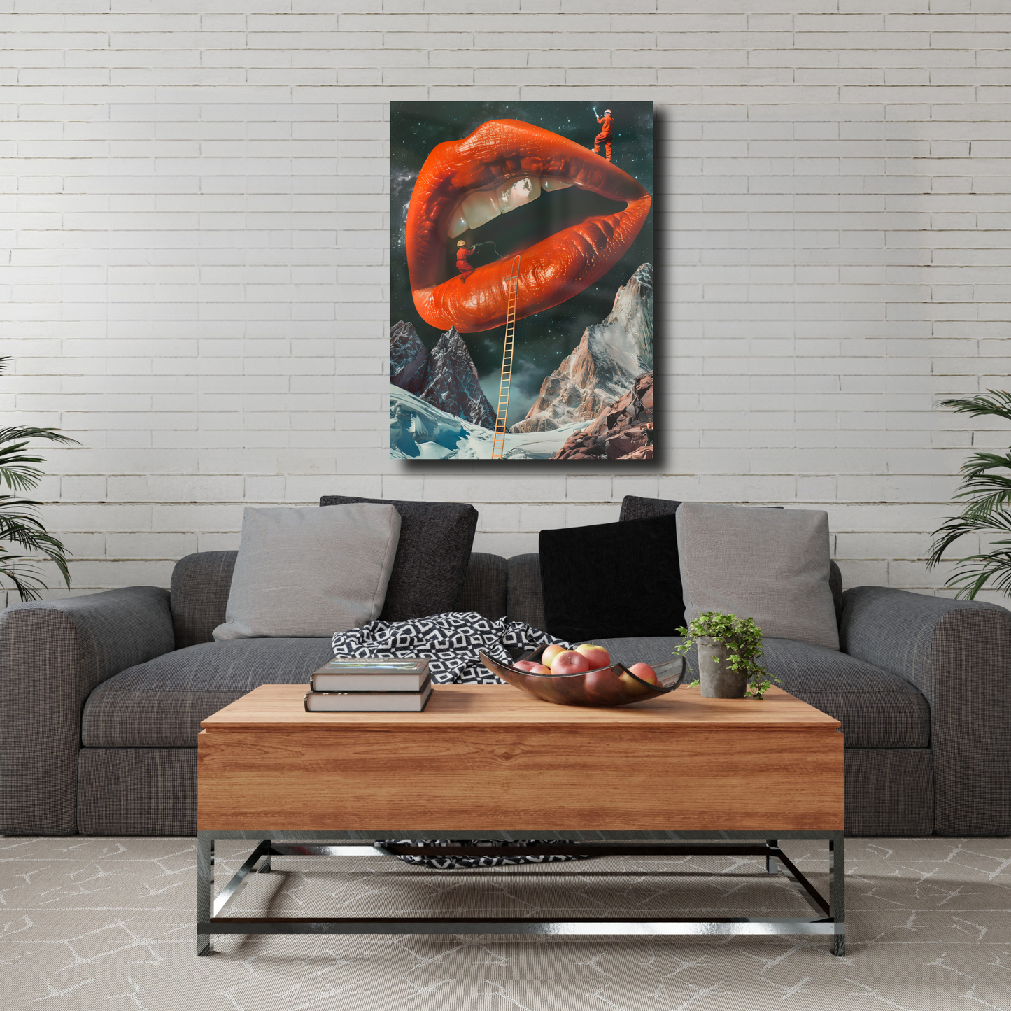 Arte Metálico Cuadro Lámina Aluminio Póster Decoración Astral Labios