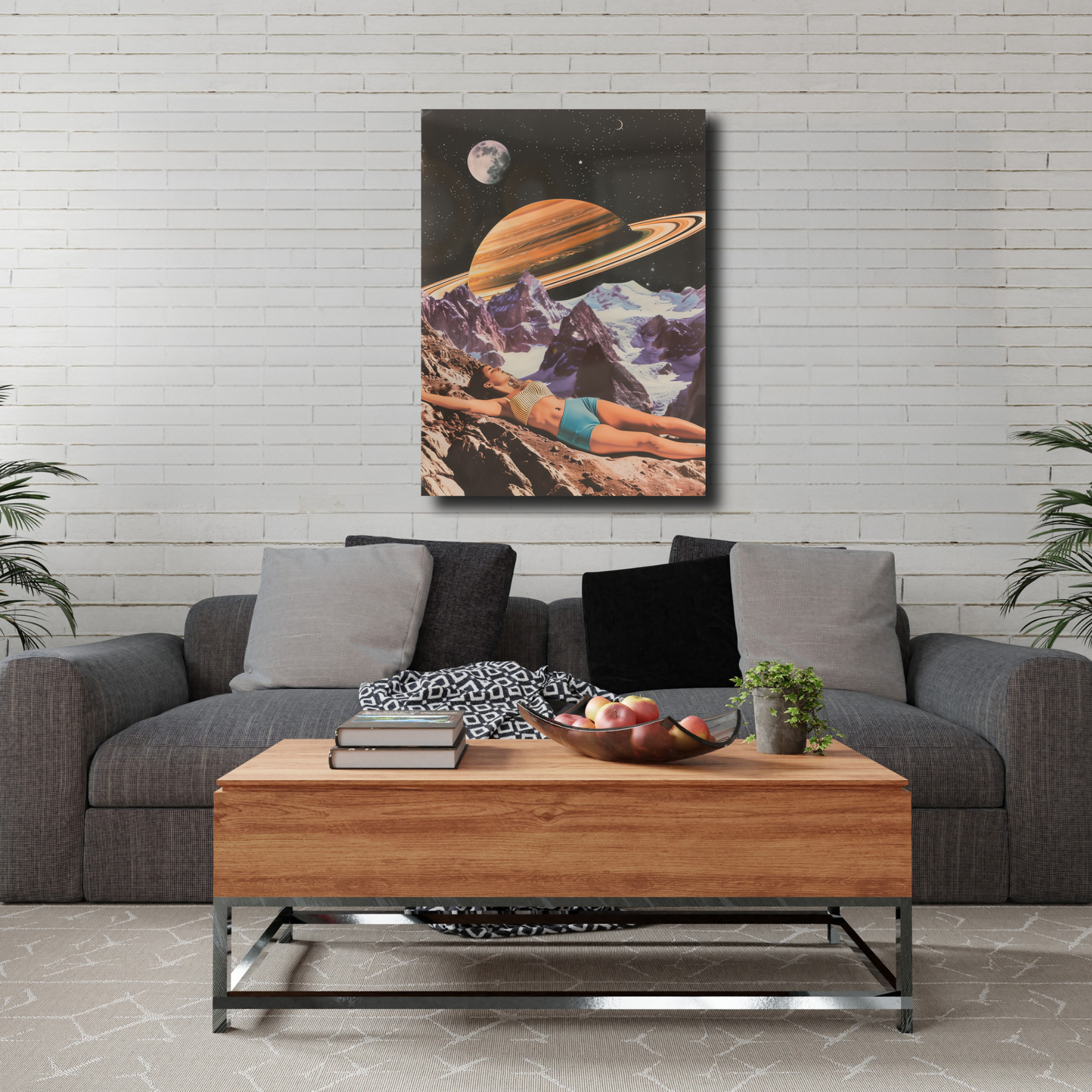 Arte Metálico Cuadro Lámina Aluminio Póster Decoración Astral Saturno