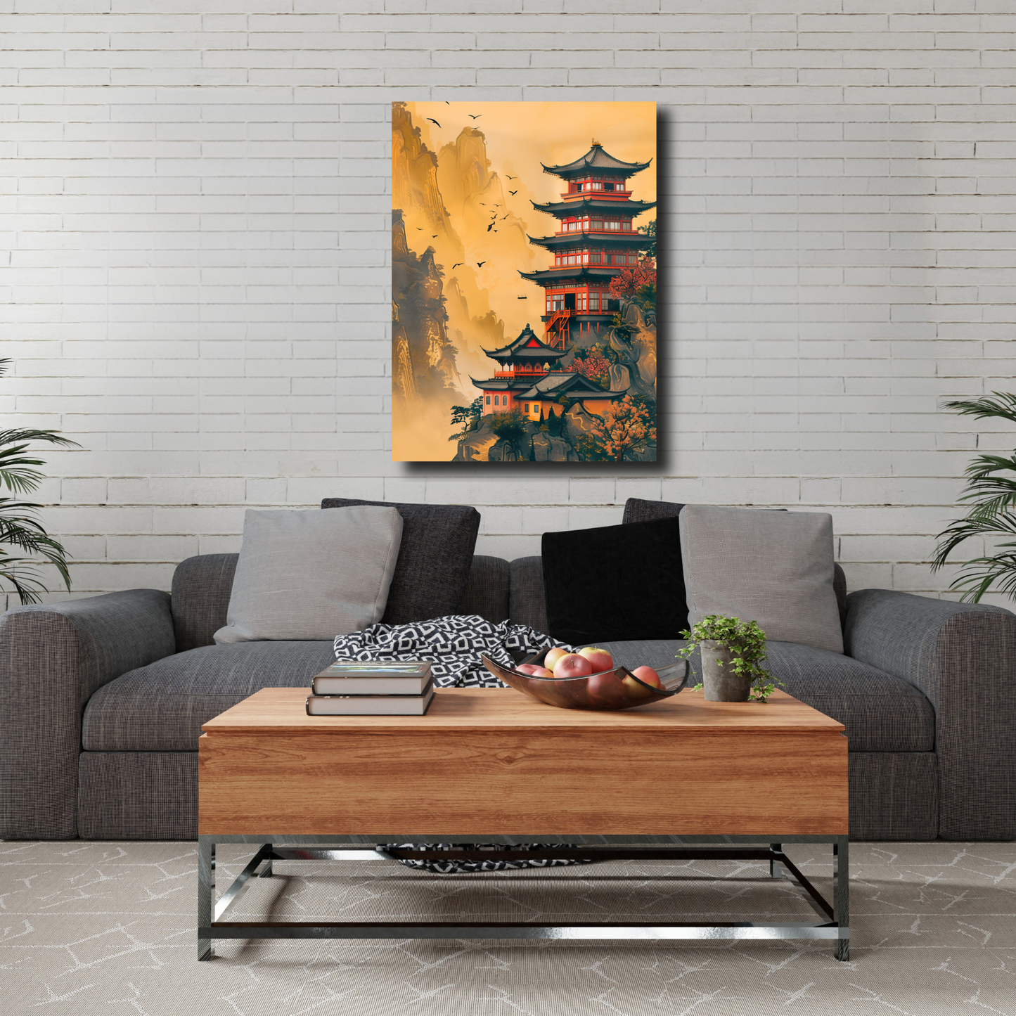 Arte Metálico Cuadro Lámina Aluminio Póster Decoración Asia Torre