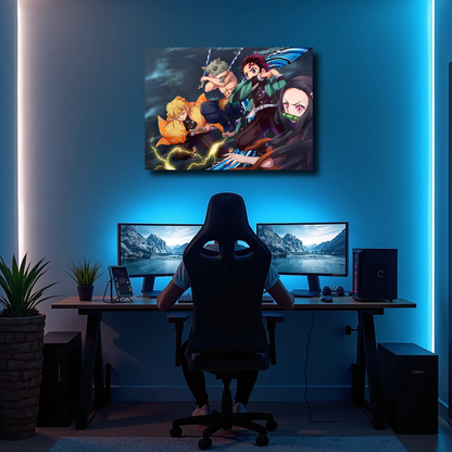 Arte Metálico Cuadro Lámina Aluminio Póster Decoración Anime Demon Slayer