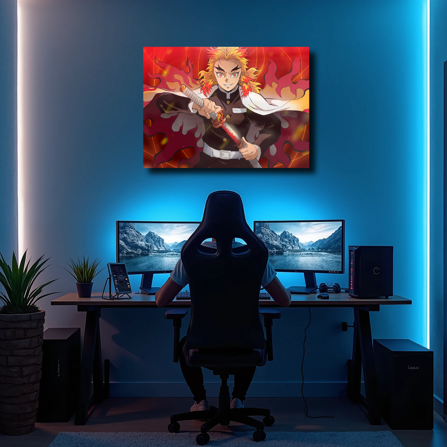 Arte Metálico Cuadro Lámina Aluminio Póster Decoración Anime Demon Slayer Rengoku