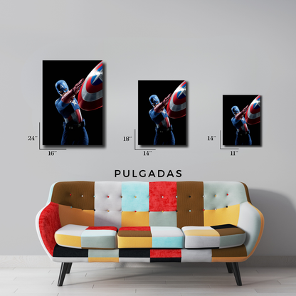 Arte Metálico Cuadro Lámina Aluminio Póster Decoración Marvel Capitán América