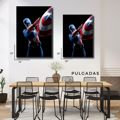 Arte Metálico Cuadro Lámina Aluminio Póster Decoración Marvel Capitán América