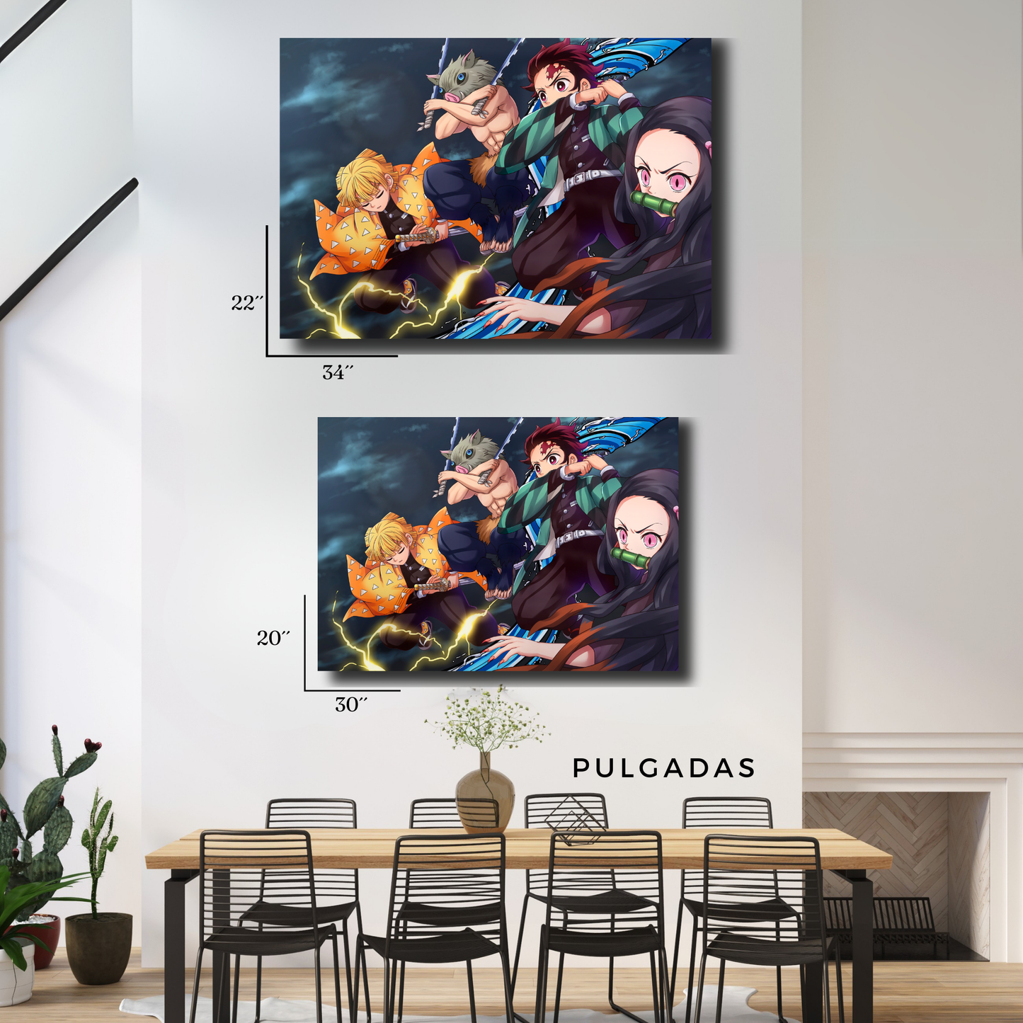 Arte Metálico Cuadro Lámina Aluminio Póster Decoración Anime Demon Slayer