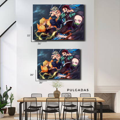 Arte Metálico Cuadro Lámina Aluminio Póster Decoración Anime Demon Slayer