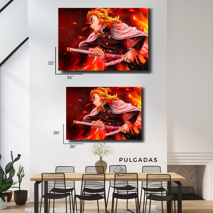 Arte Metálico Cuadro Lámina Aluminio Póster Decoración Anime Demon Slayer Rengoku