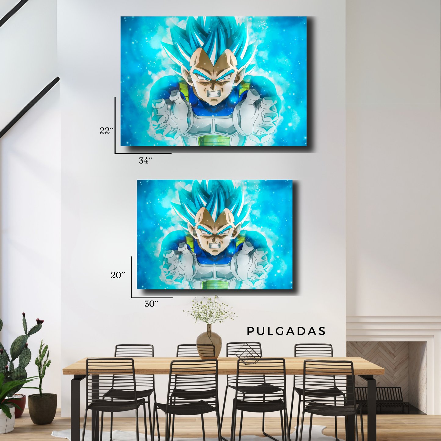 Arte Metálico Cuadro Lámina Aluminio Póster Decoración Anime Dragon Ball Z Vegetta Blue