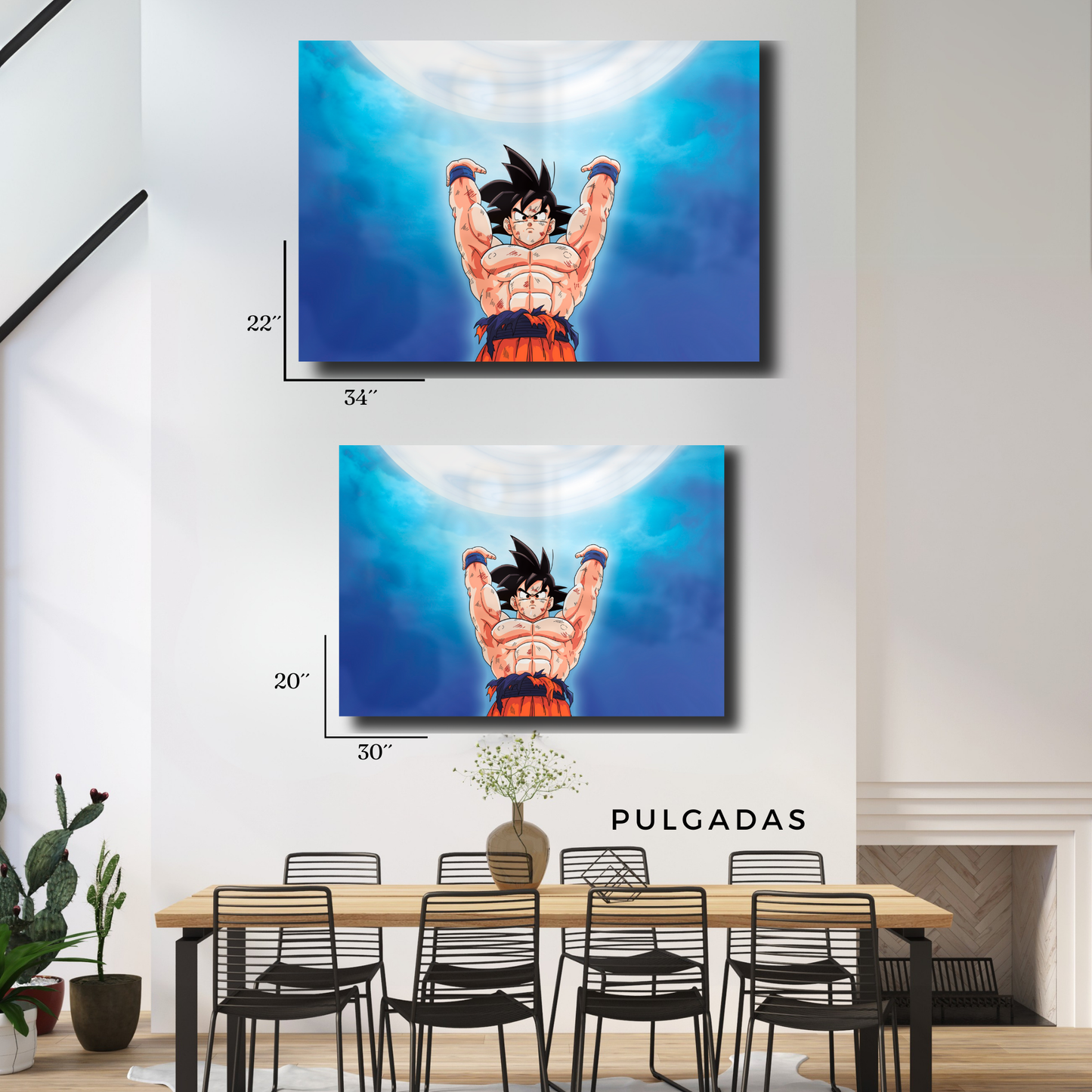 Arte Metálico Cuadro Lamina Aluminio Póster Decoración Anime Dragon Ball Z Goku Geinkidama