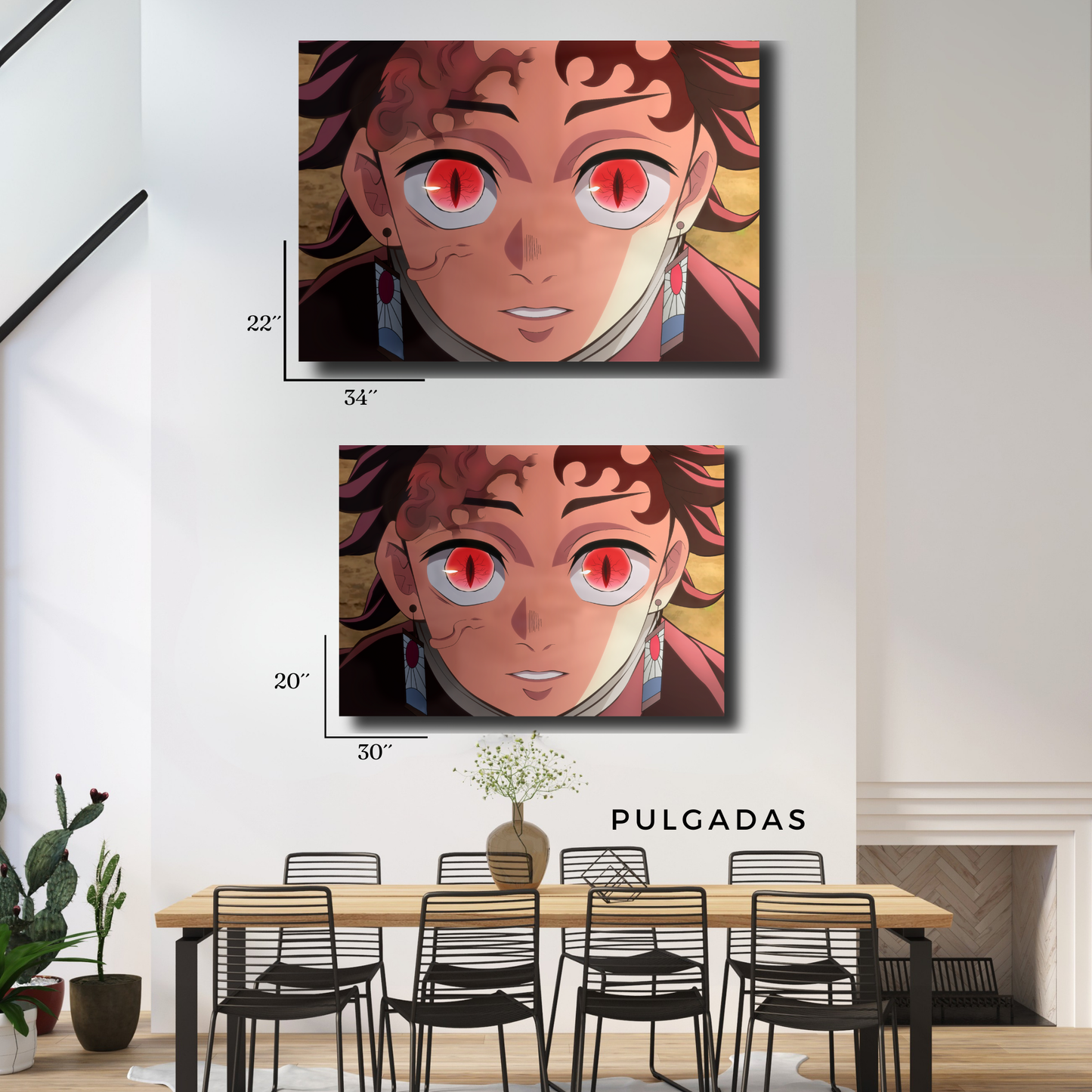 Arte Metálico Cuadro Lámina Aluminio Póster Decoración Anime Demon Slayer Tanjiro Kamado