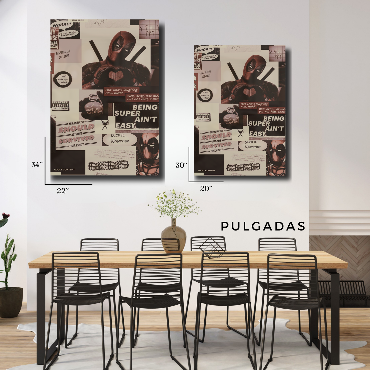 Arte Metálico Cuadro Lámina Aluminio Póster Decoración Marvel Deadpool