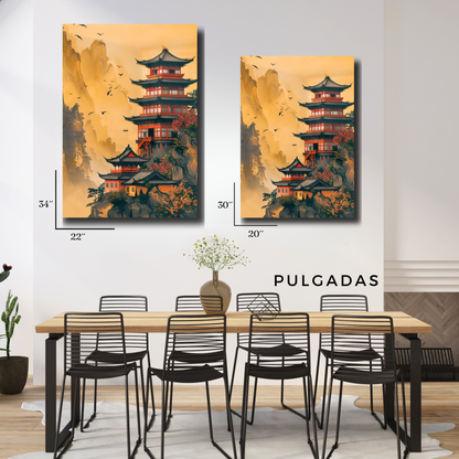 Arte Metálico Cuadro Lámina Aluminio Póster Decoración Asia Torre