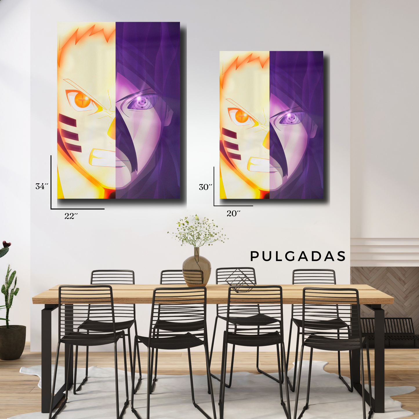 Arte Metálico Cuadro Lámina Aluminio Póster Decoración Anime Naruto Y Sasuke