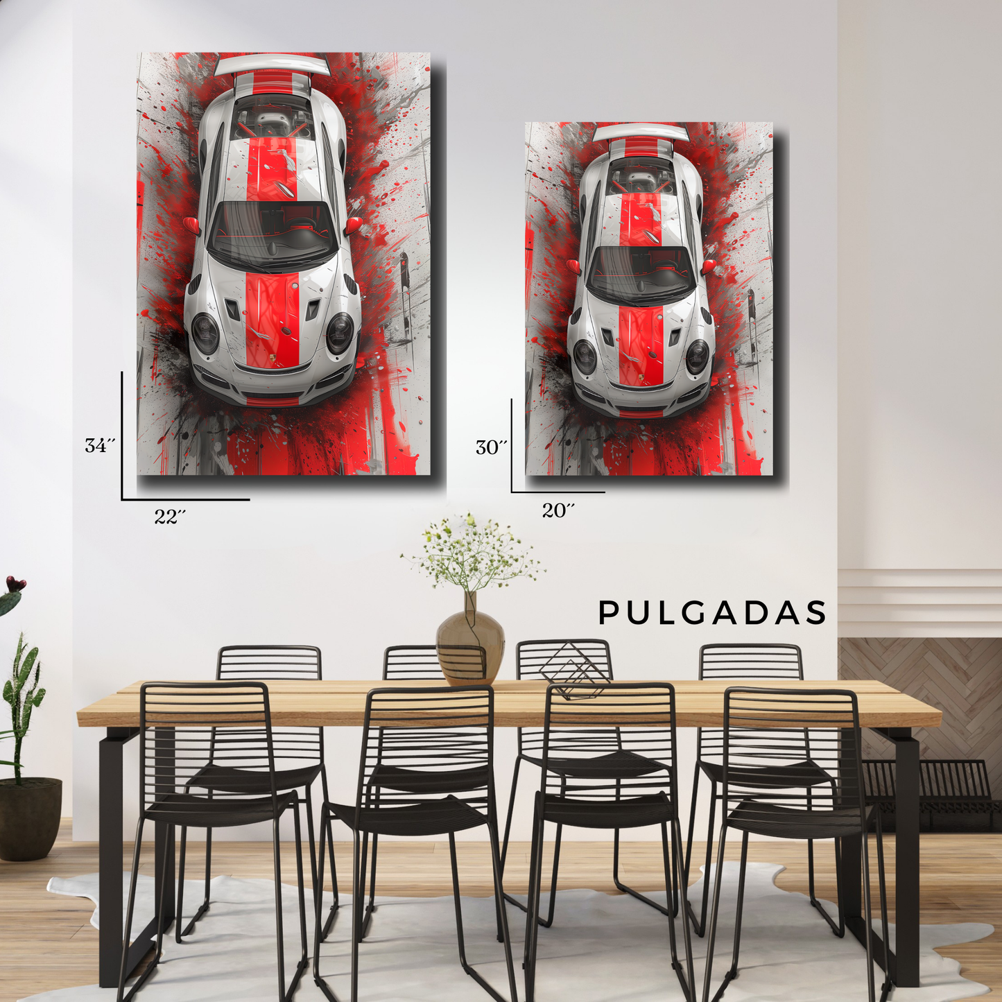 Arte Metálico Cuadro Lámina Aluminio Póster Decoración Autos Porshe