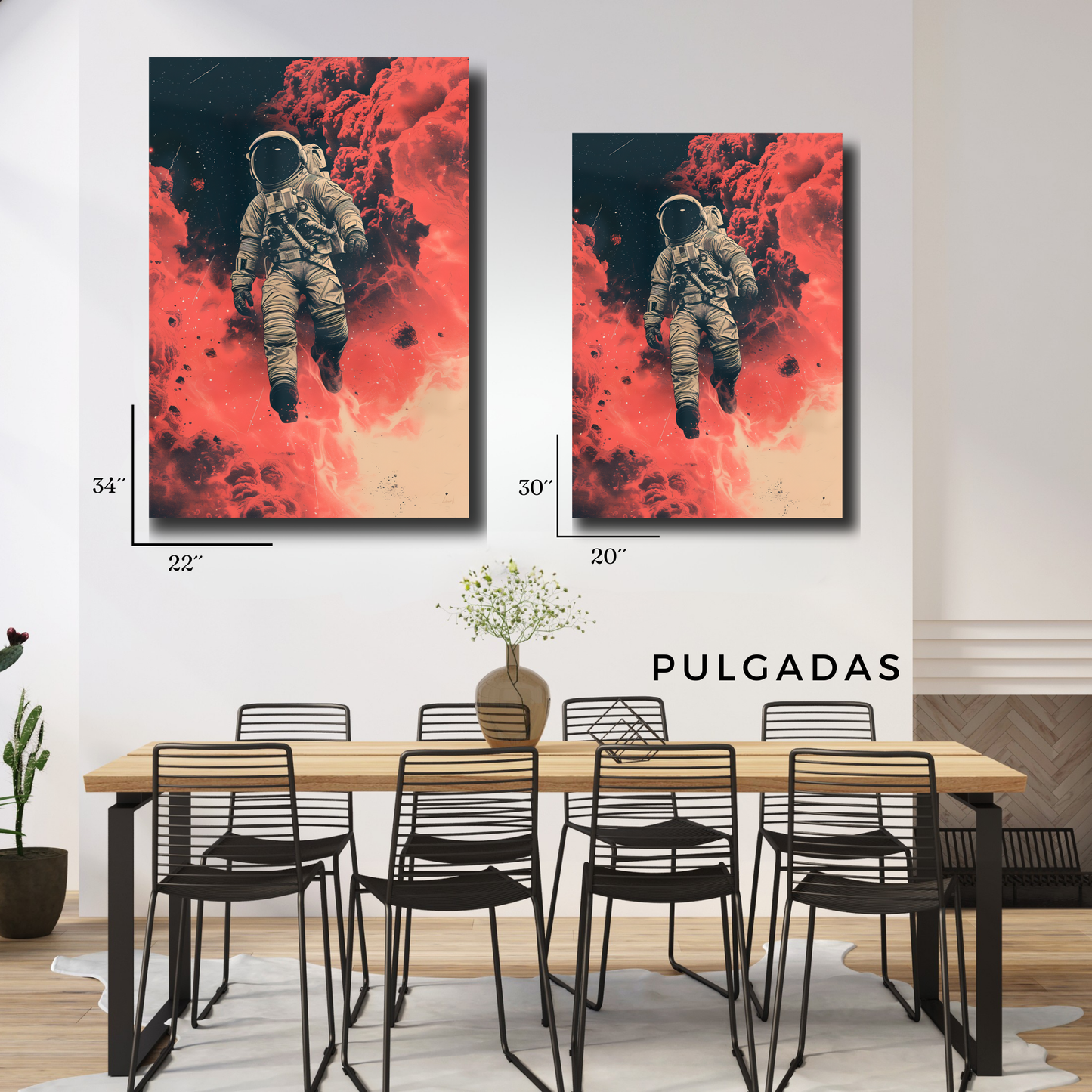 Arte Metálico Cuadro Lámina Aluminio Póster Decoración Espacio Astronauta