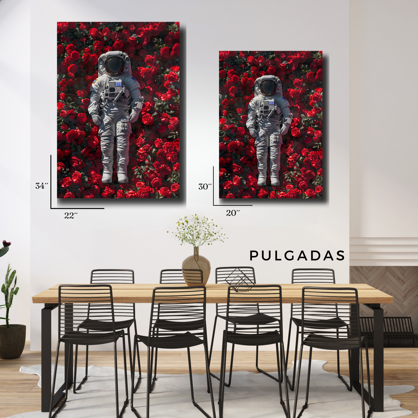 Arte Metálico Cuadro Lámina Aluminio Póster Decoración Espacio Astronauta