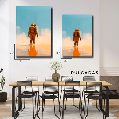 Arte Metálico Cuadro Lámina Aluminio Póster Decoración Espacio Astronauta