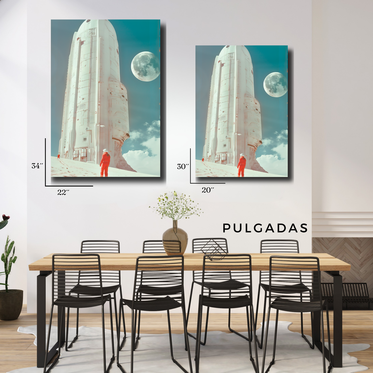 Arte Metálico Cuadro Lámina Aluminio Póster Decoración Espacio Astronauta