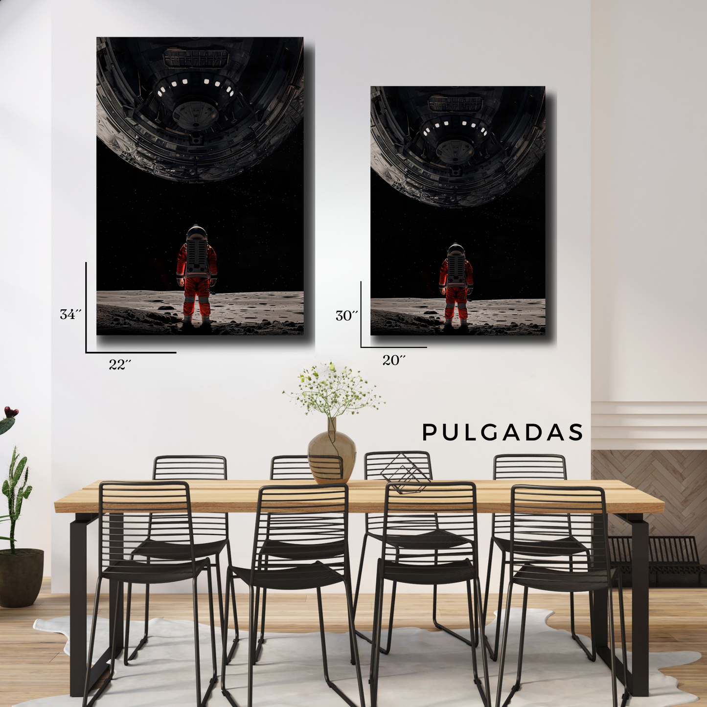 Arte Metálico Cuadro Lámina Aluminio Póster Decoración Espacio Astronauta