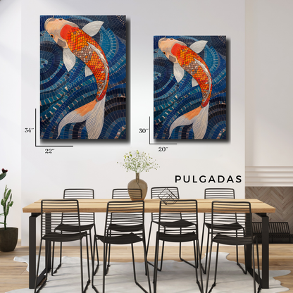 Arte Metálico Cuadro Lámina Aluminio Póster Decoración Asia Pintura Pez