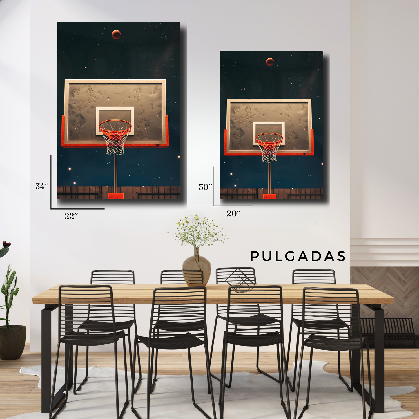 Arte Metálico Cuadro Lámina Aluminio Póster Decoración Deportes Basketball