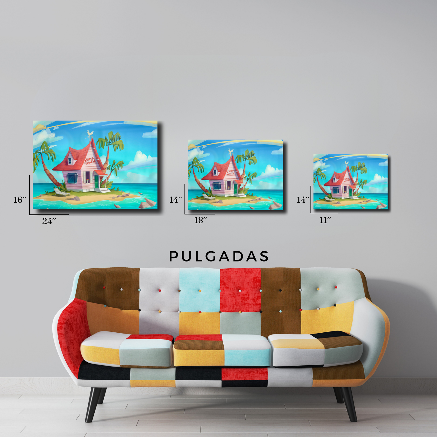 Arte Metálico Cuadro Lámina Aluminio Póster Decoración Anime Dragon Ball Z Kame House