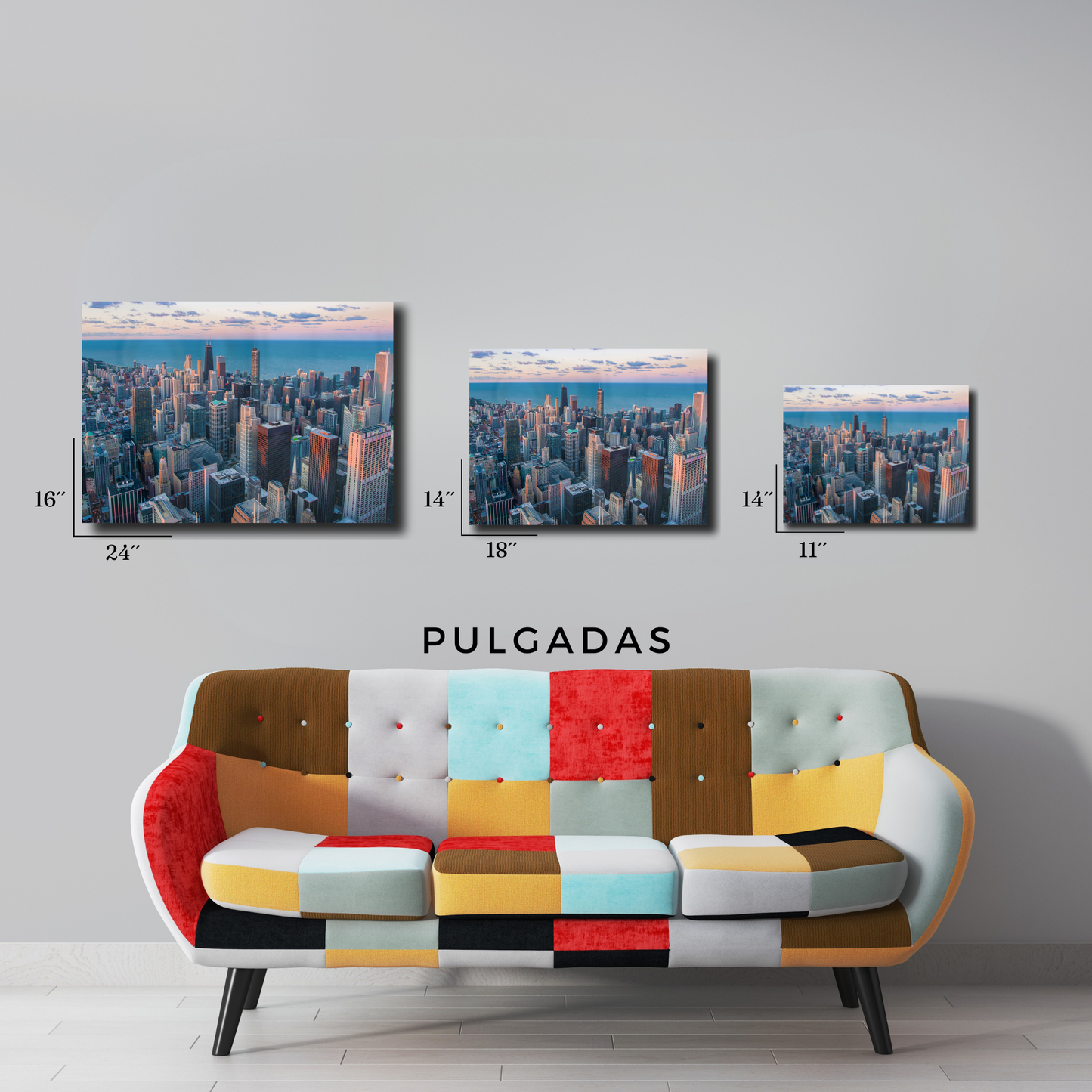 Arte Metálico Cuadro Lámina Aluminio Póster Decoración Ciudades Chicago