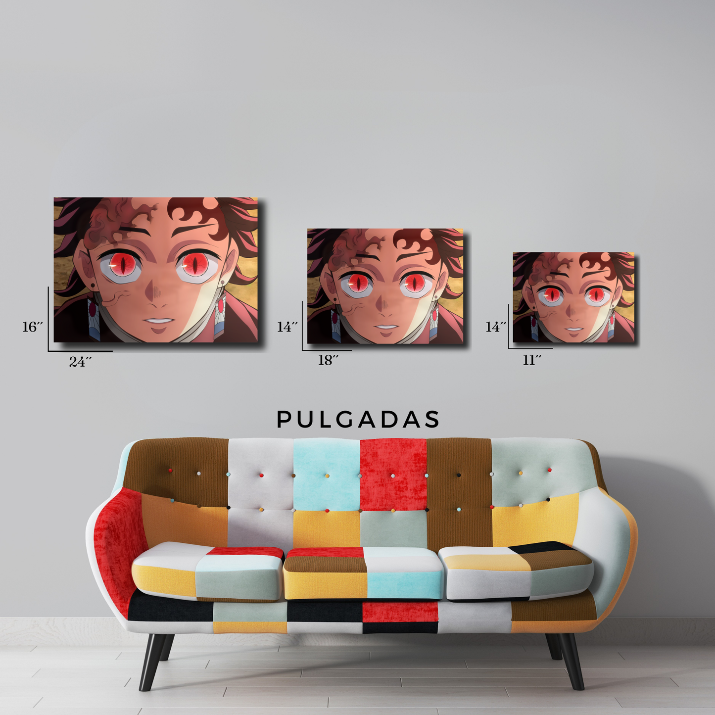 Arte Metálico Cuadro Lámina Aluminio Póster Decoración Anime Demon Slayer Tanjiro Kamado