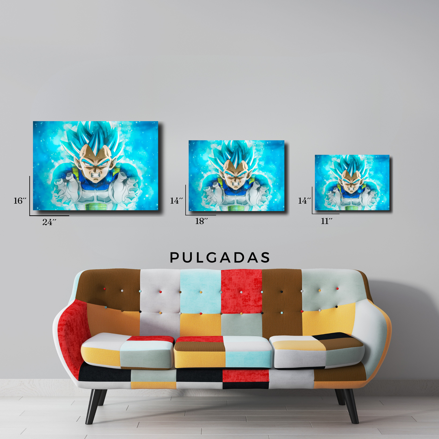 Arte Metálico Cuadro Lámina Aluminio Póster Decoración Anime Dragon Ball Z Vegetta Blue