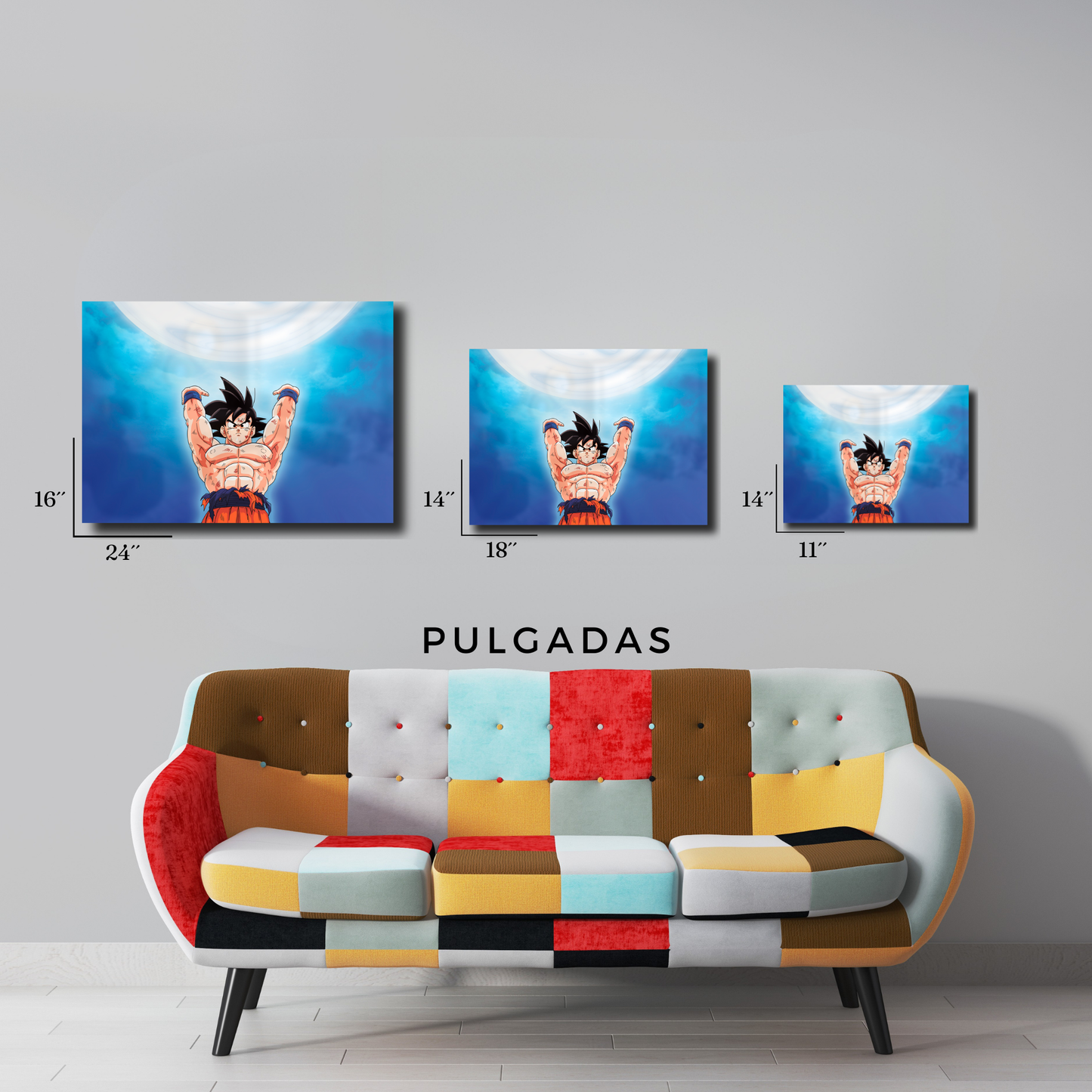 Arte Metálico Cuadro Lamina Aluminio Póster Decoración Anime Dragon Ball Z Goku Geinkidama