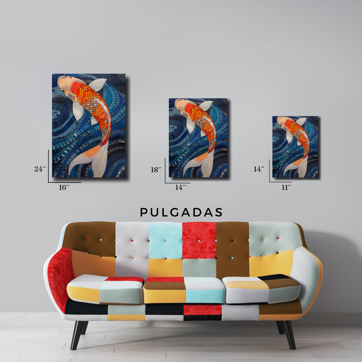 Arte Metálico Cuadro Lámina Aluminio Póster Decoración Asia Pintura Pez