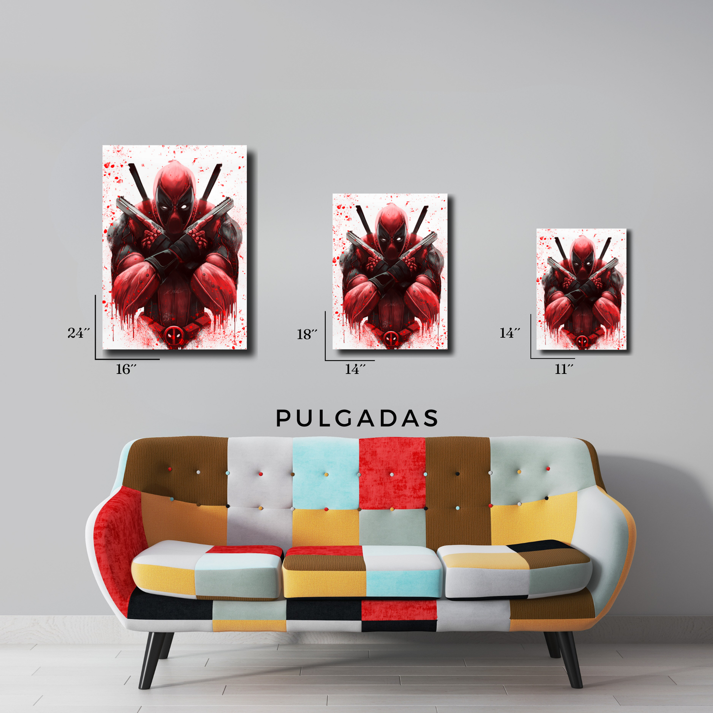 Arte Metálico Cuadro Lámina Aluminio Póster Decoración Marvel Deadpool