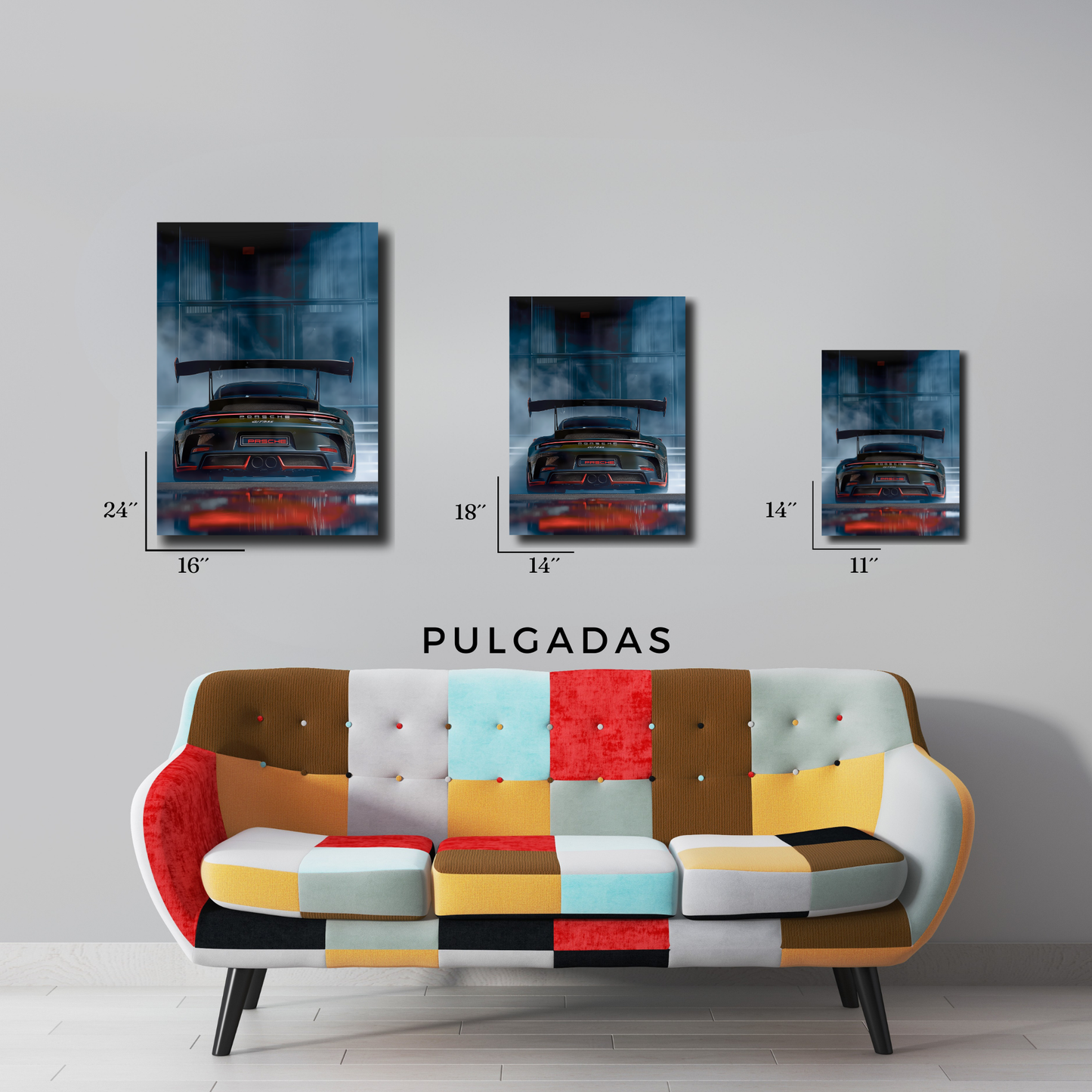 Arte Metálico Cuadro Lámina Aluminio Póster Decoración Autos Porshe