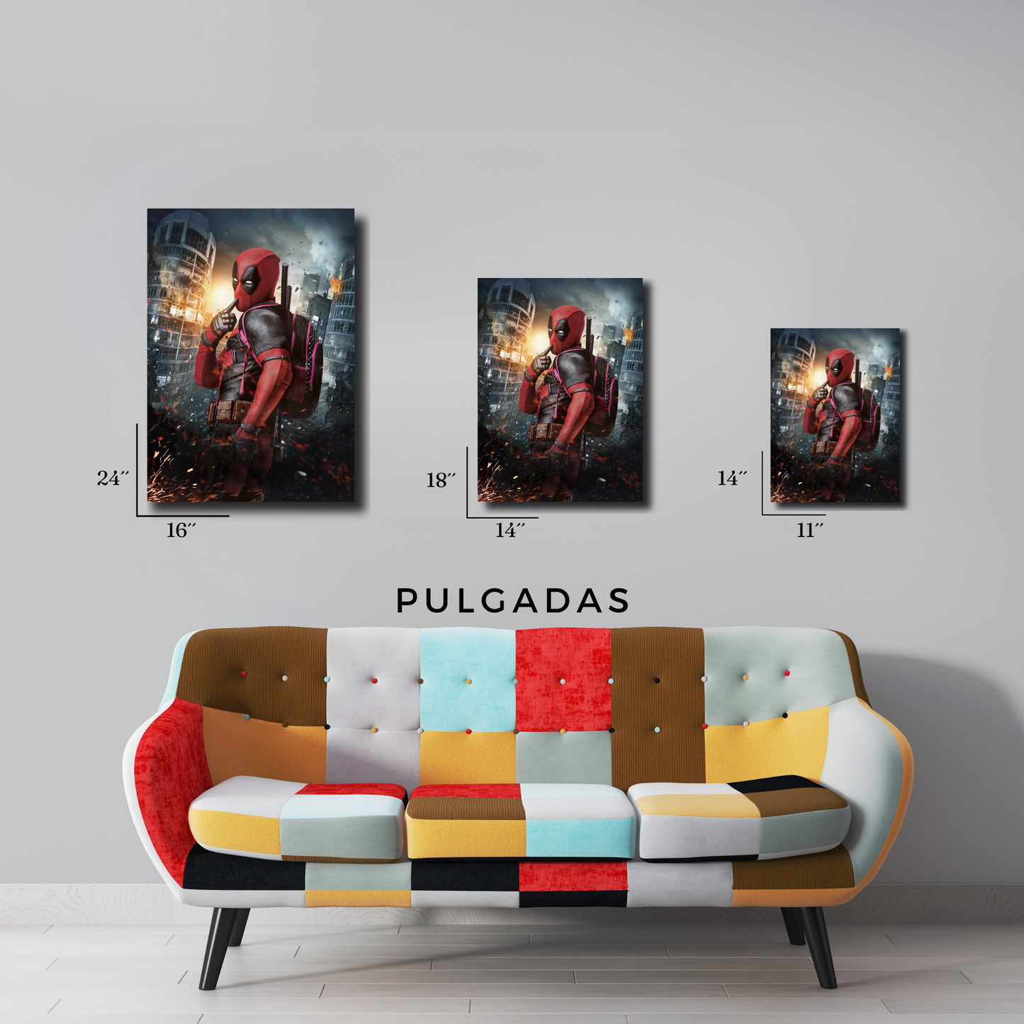 Arte Metálico Cuadro Lámina Aluminio Póster Decoración Marvel Deadpool