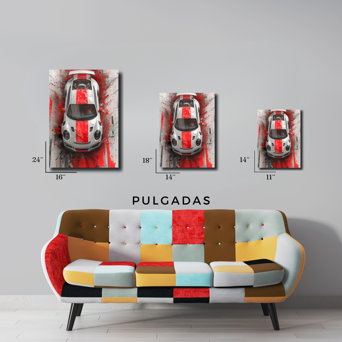 Arte Metálico Cuadro Lámina Aluminio Póster Decoración Autos Porshe