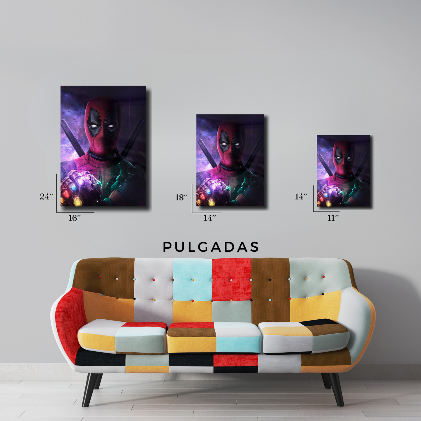 Arte Metálico Cuadro Lámina Aluminio Póster Decoración Marvel Deadpool