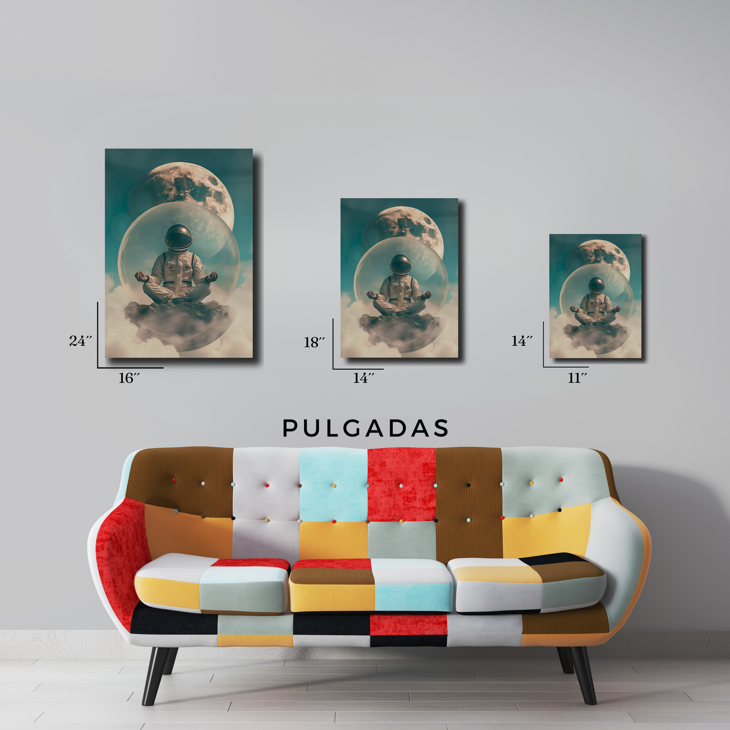 Arte Metálico Cuadro Lámina Aluminio Póster Decoración Espacio Astronauta